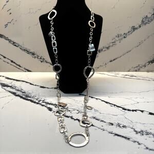 Talbots Silver Tone Geometric Link Statement Necklace
